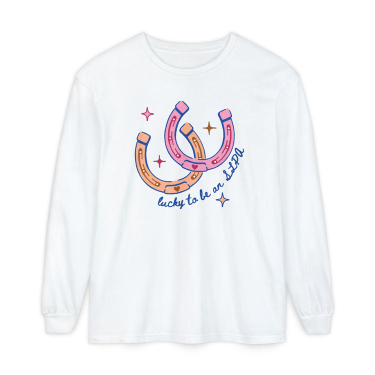 horseshoe lucky to be an SLPA long sleeve tee