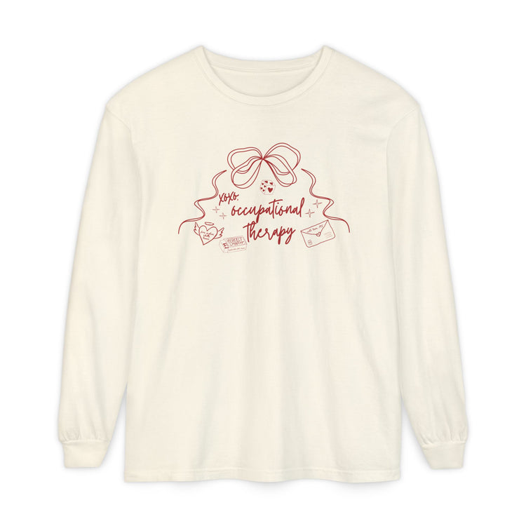 xoxo OT bow comfort colors long sleeve tee