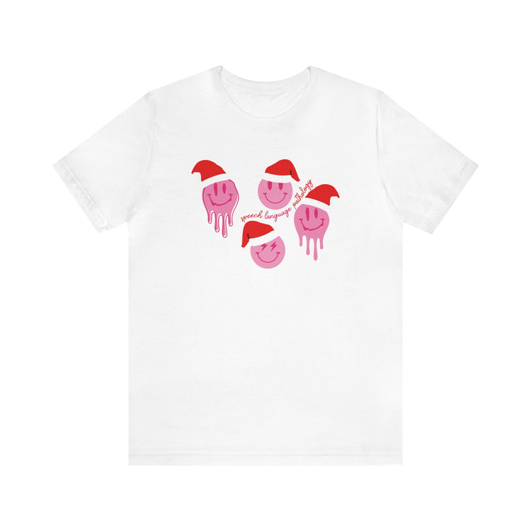 smiley santa hat speech pathology short sleeve tee