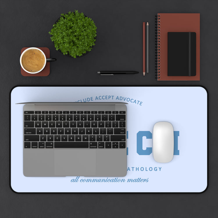 blue speech varsity desk mat