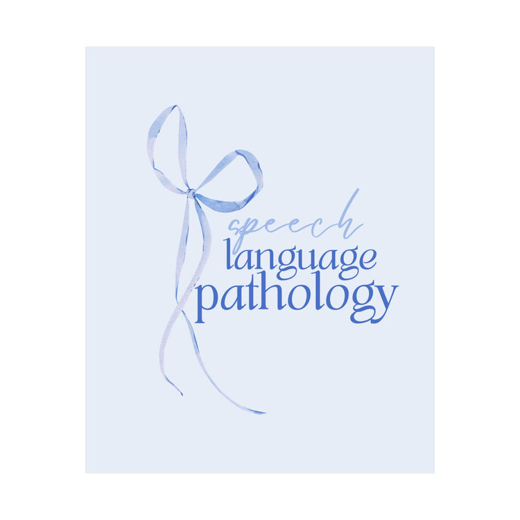 blue bow speech language pathology wall poster