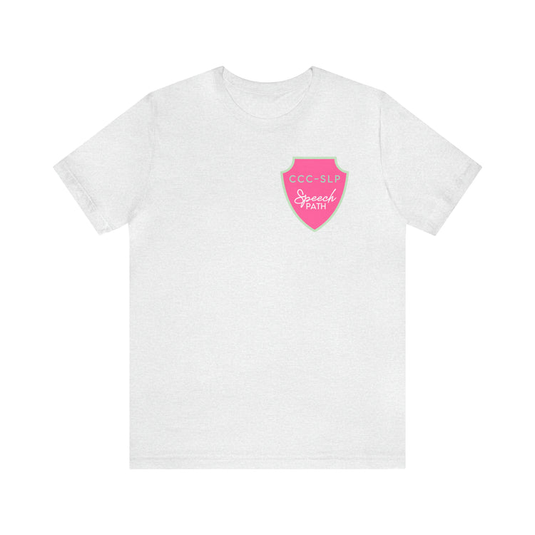 speech path ccc badge short sleeve tee