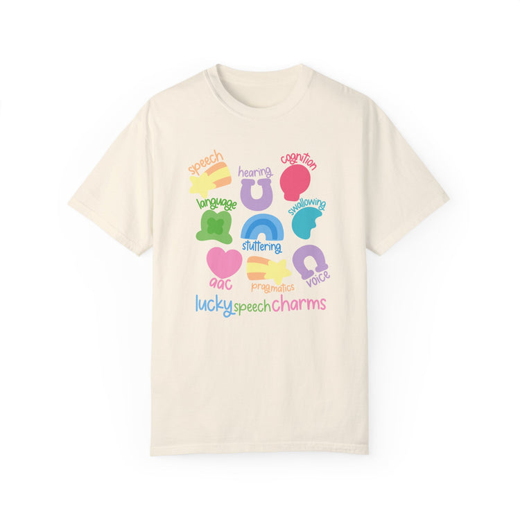 lucky speech charms comfort colors tee