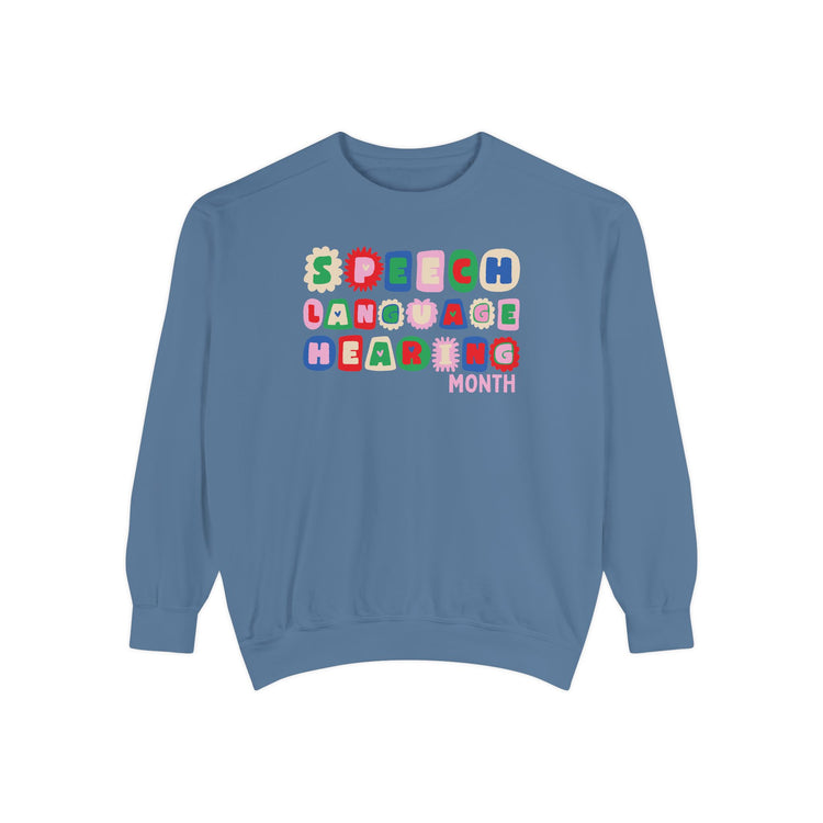 NSLHM block letters comfort colors crewneck