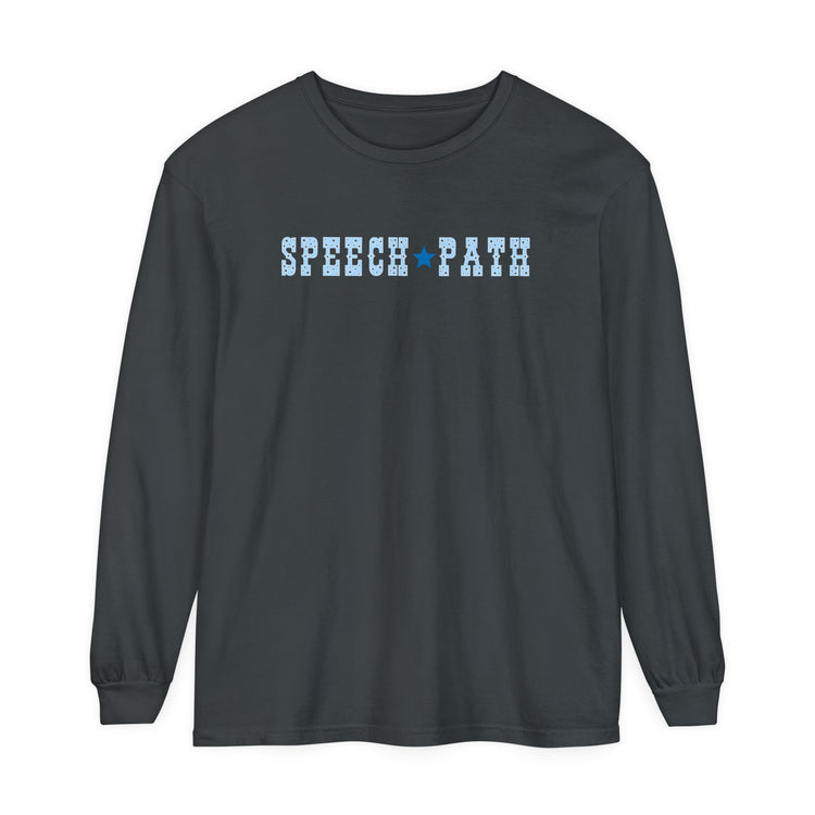 speech path western star blue comfort colors long sleeve tee
