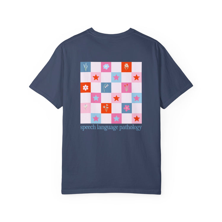bloom in speech flowers comfort colors tee