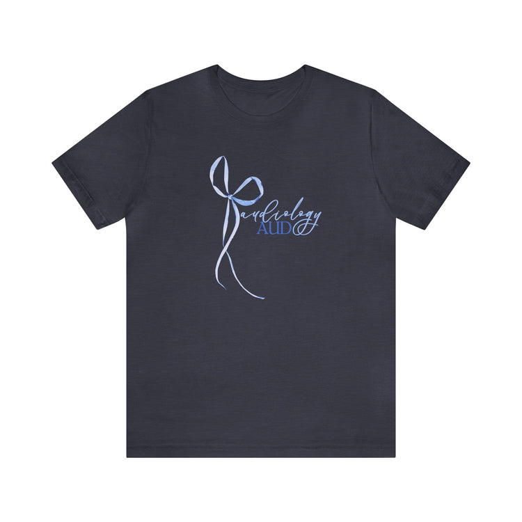 blue bow audiology short sleeve tee