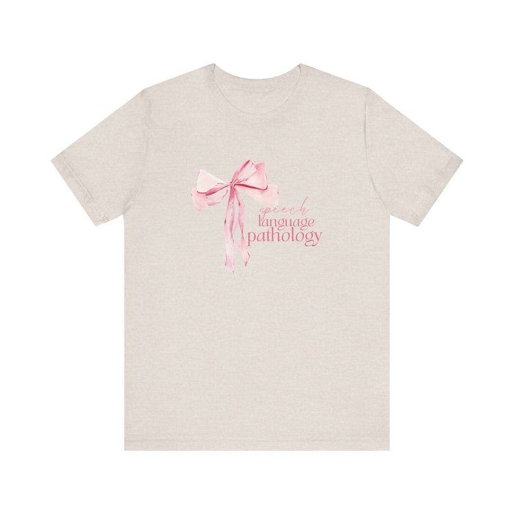 pink bow speech language pathology short sleeve tee