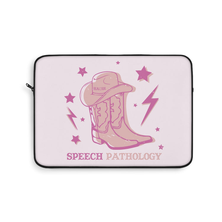 pink howdy speech pathology boots laptop sleeve