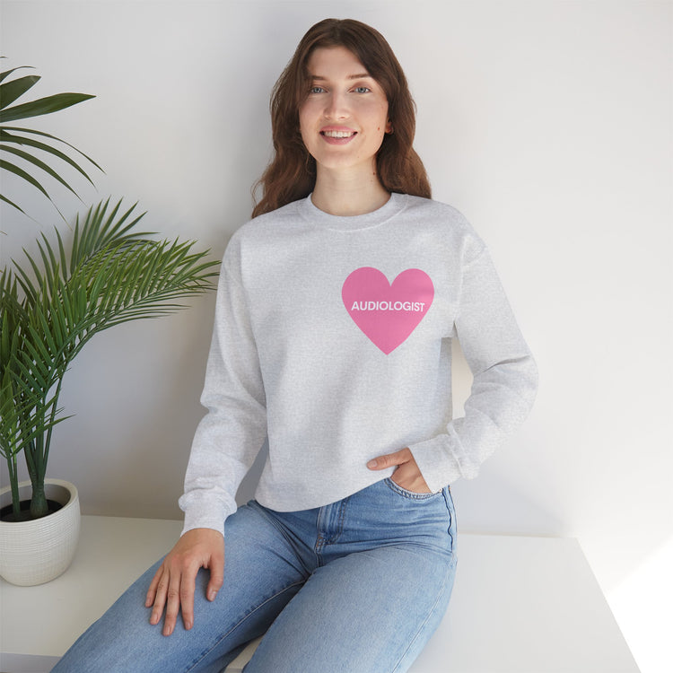 pink heart audiology crewneck