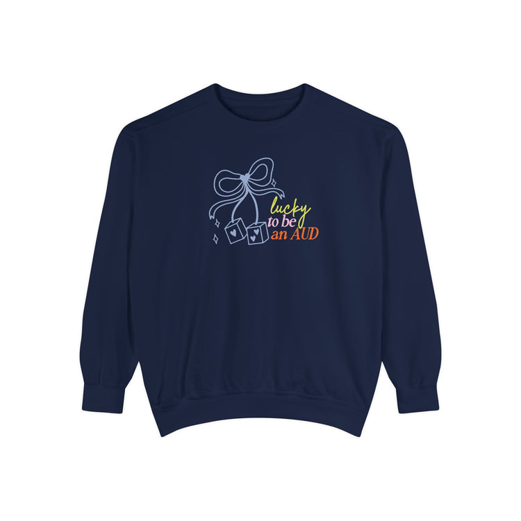 lucky to be an AUD! audiology comfort colors crewneck