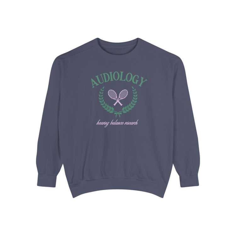 audiology tennis crest comfort colors crewneck