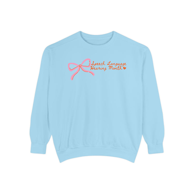 NSLHM pink bow comfort colors crewneck