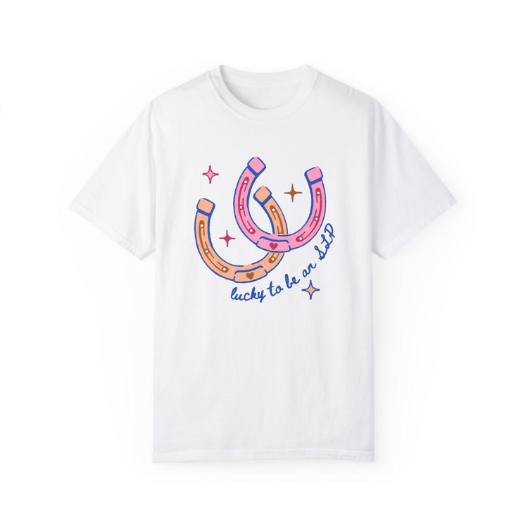 horseshoe lucky to be an SLP comfort colors tee