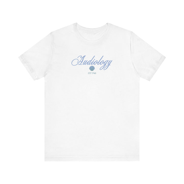 audiology clam est. 1946 short sleeve tee
