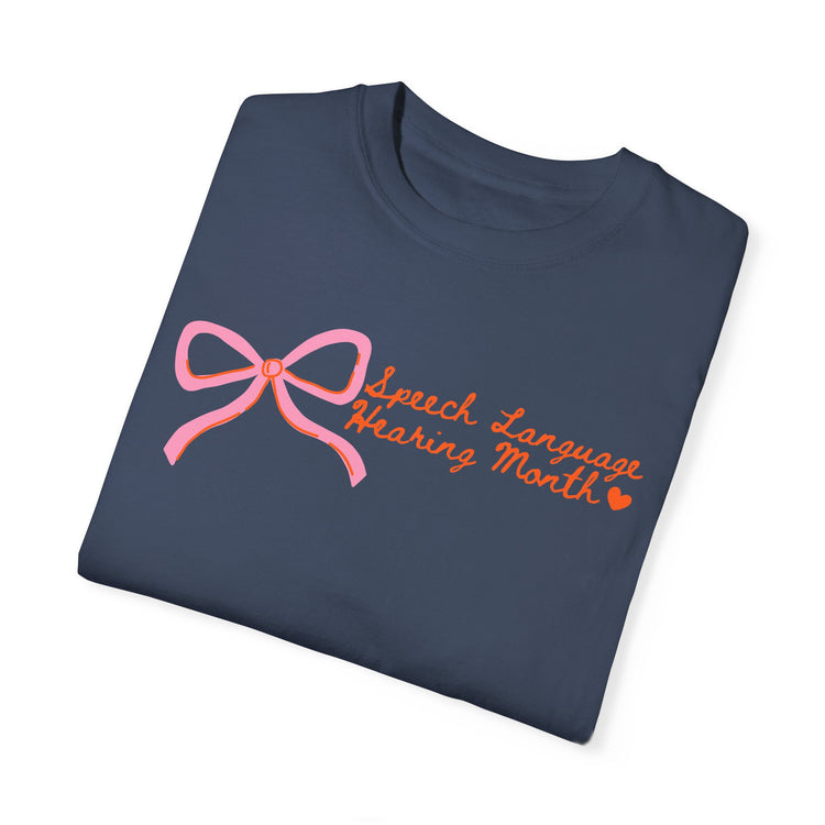 NSLHM pink bow comfort colors tee