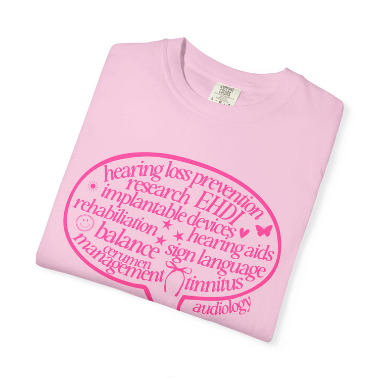 pink audiology scope speech bubble comfort colors tee