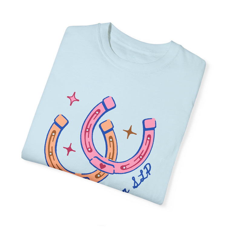 horseshoe lucky to be an SLP comfort colors tee