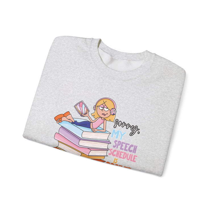 speech schedule is booked! crewneck