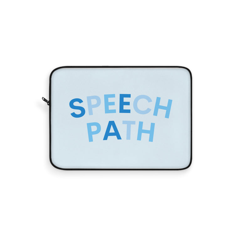blue speech path arch laptop sleeve