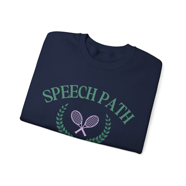 speech path crest tennis crewneck