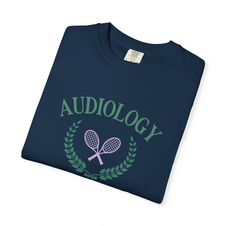 audiology tennis crest comfort colors tee