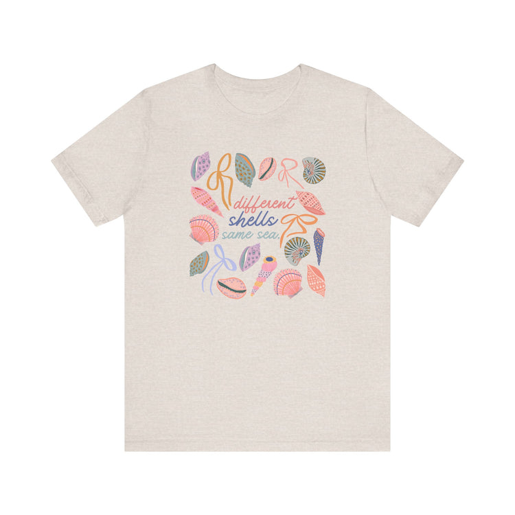 different shells, same sea short sleeve tee