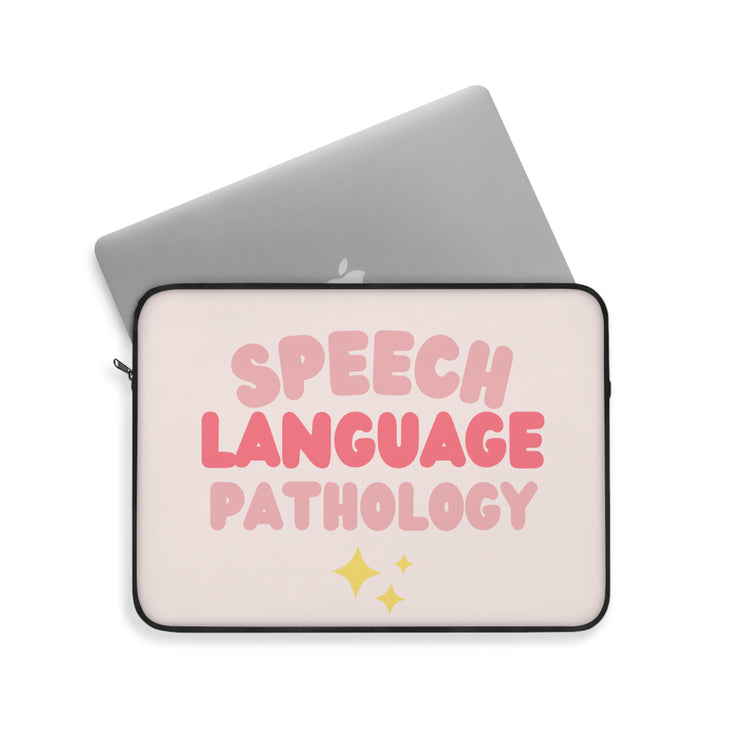 pink block speech language pathology laptop sleeve
