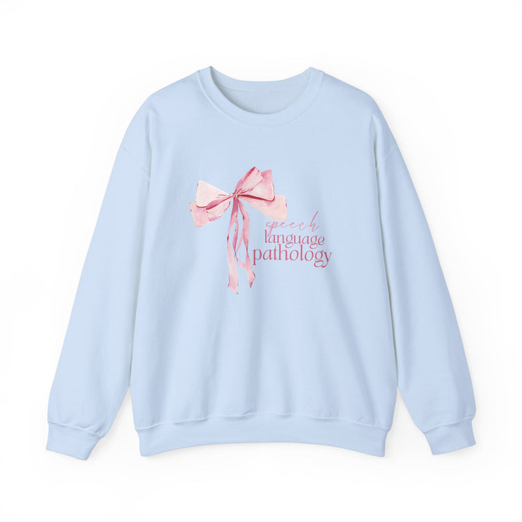 pink bow speech language pathology crewneck