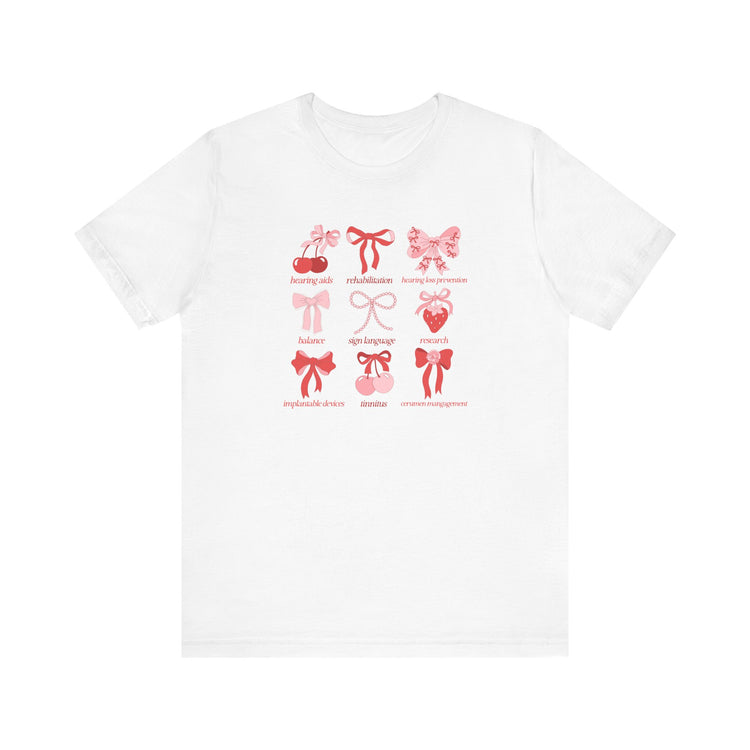 audiology scope cherry bow short sleeve tee
