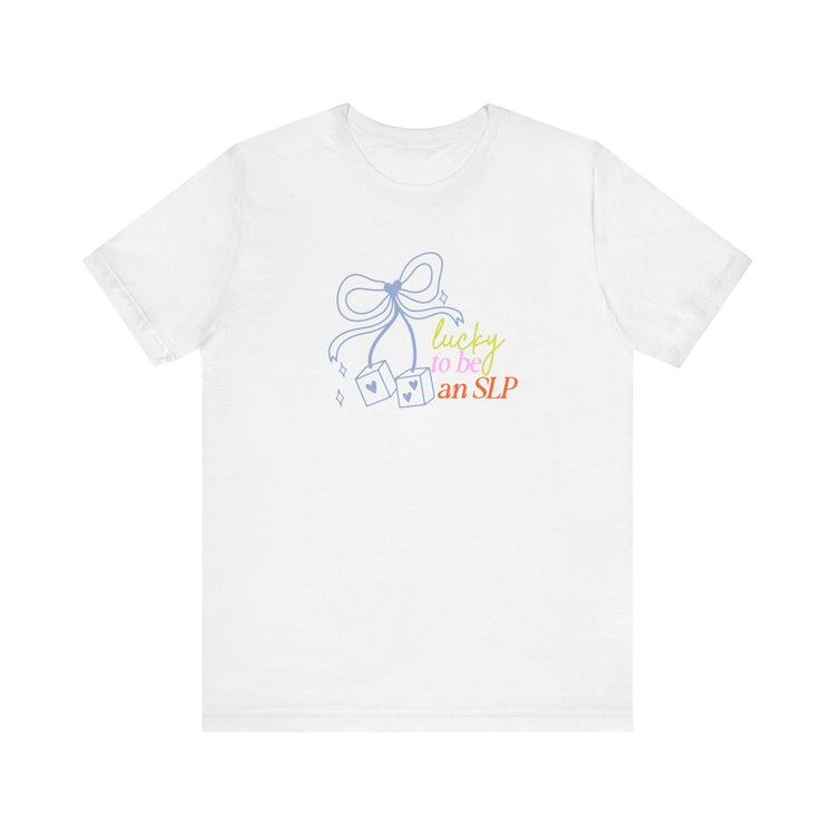 lucky to be an SLP dice short sleeve tee