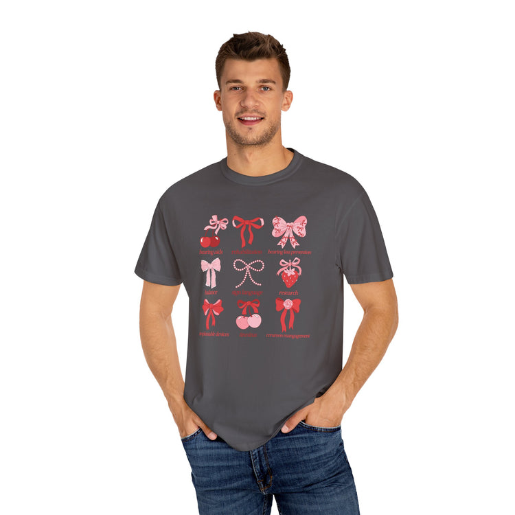 audiology scope cherry bow comfort colors tee