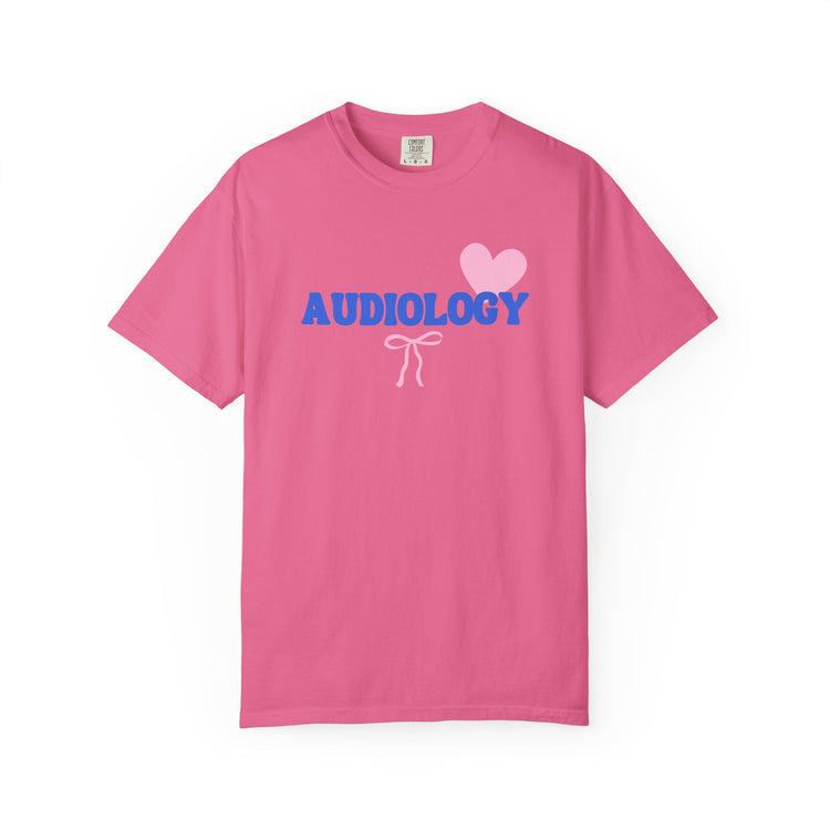 audiology heart + bow comfort colors tee