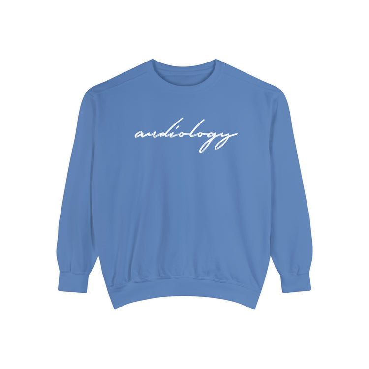 audiology cursive simple comfort colors crewneck