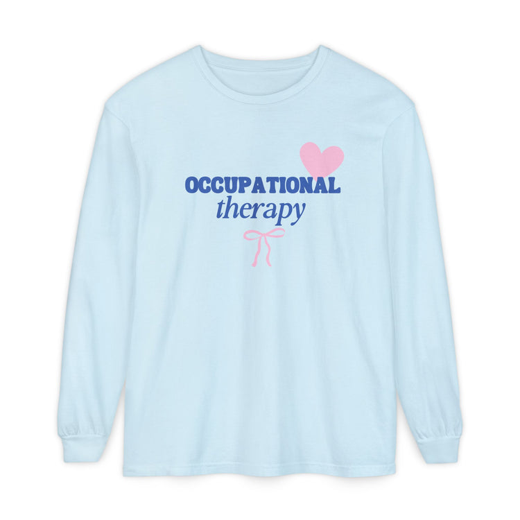 OT heart + bow comfort colors long sleeve tee