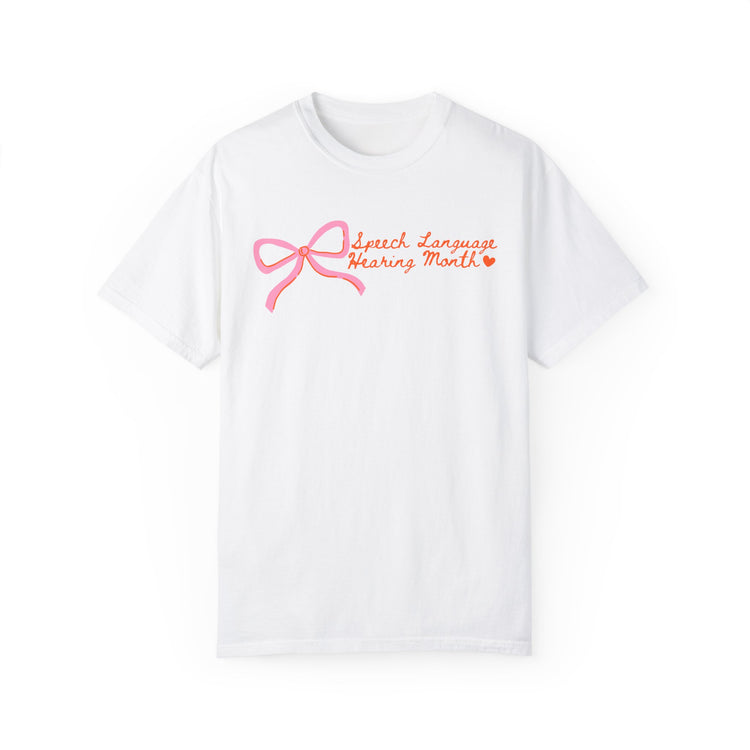 NSLHM pink bow comfort colors tee