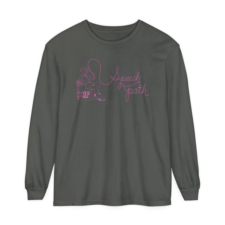 cowgirl speech path comfort colors long sleeve tee
