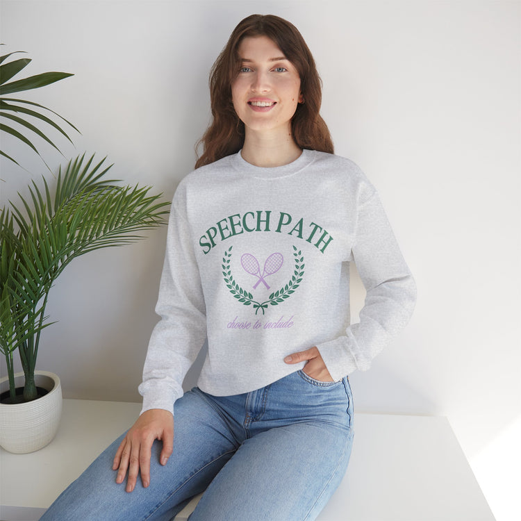 speech path crest tennis crewneck