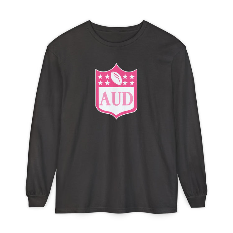 AUD football crest comfort colors long sleeve tee