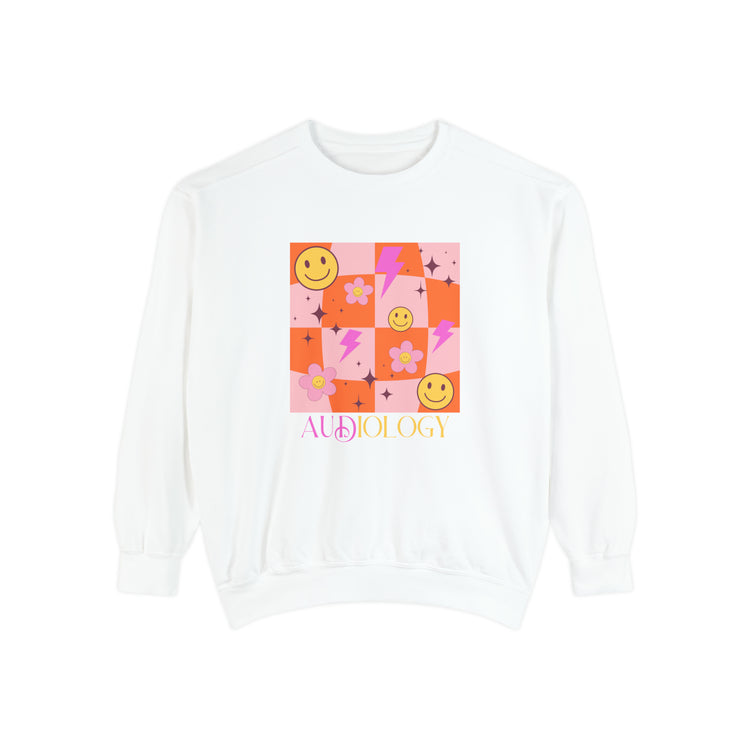 smiley disco audiology comfort colors crewneck