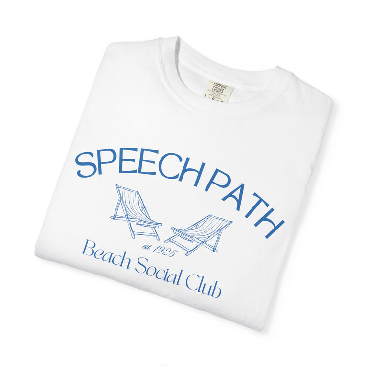 speech path beach chairs comfort colors tee