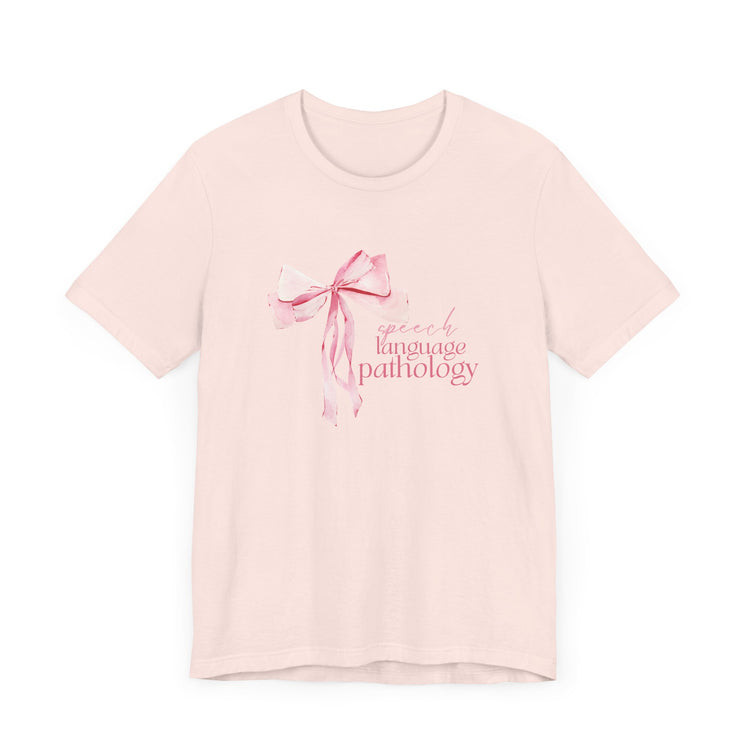 pink bow speech language pathology short sleeve tee