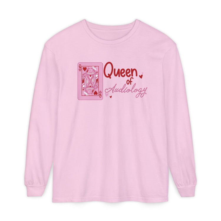 queen of audiology comfort colors long sleeve tee