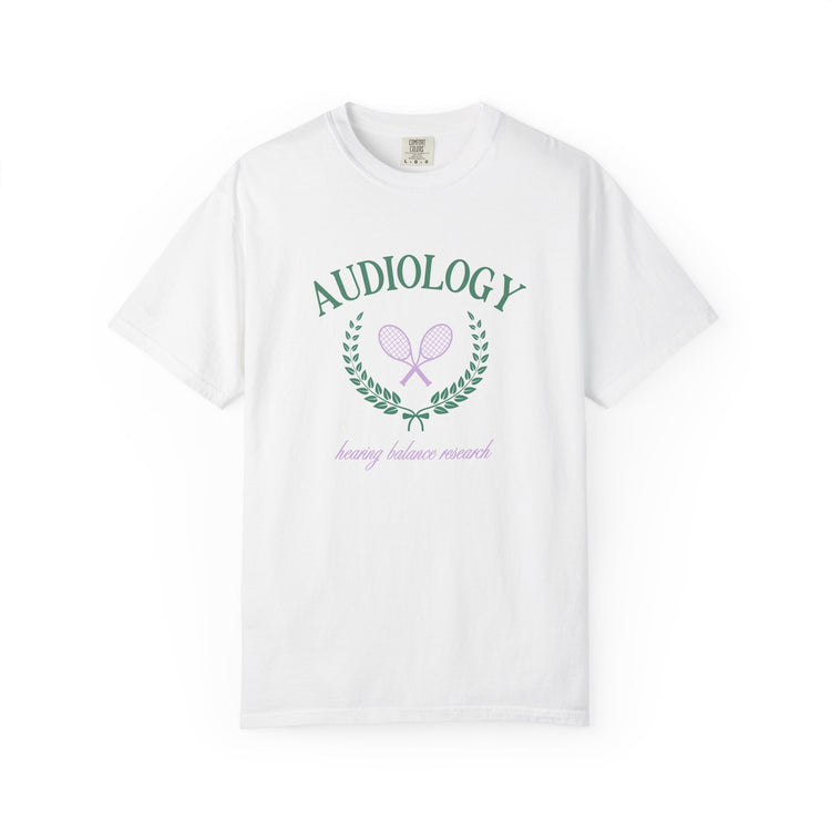 audiology tennis crest comfort colors tee