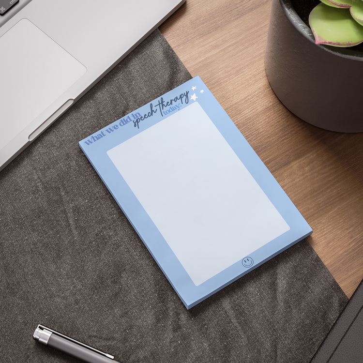 "what we did in speech today" blue 4X6 Post-it® Note Pads