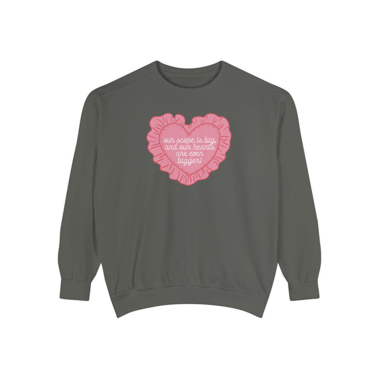 our scope is big heart pillow comfort colors crewneck