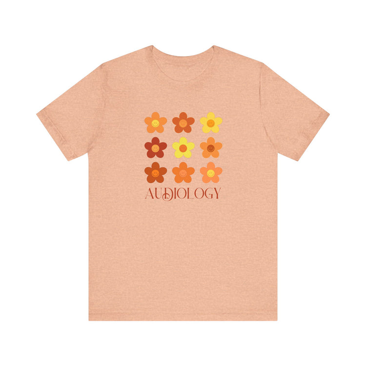 audiology fall flowers short sleeve tee