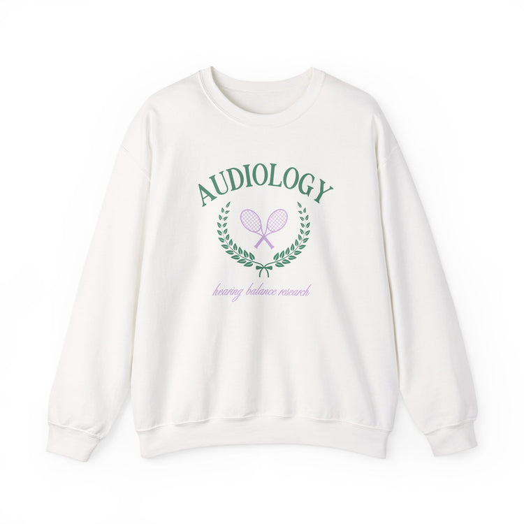 audiology tennis crest crewneck