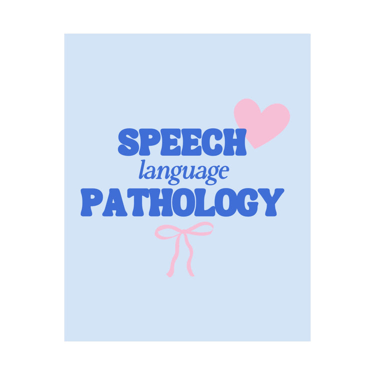 speech language pathology hearts + bow wall poster