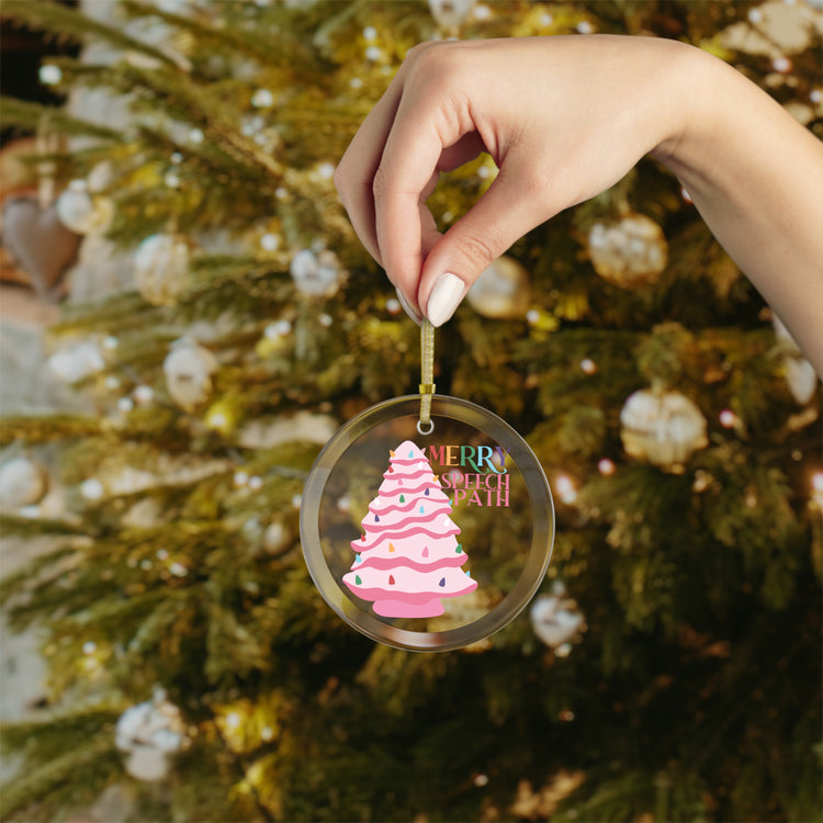 merry speech path ceramic tree play glass ornament